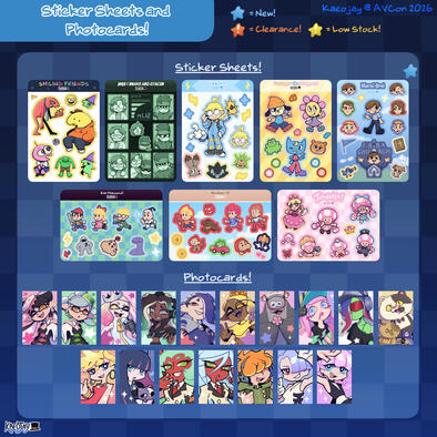 Sticker Sheets | $8, 2 for $12 Photocards | $5, 3 for $10